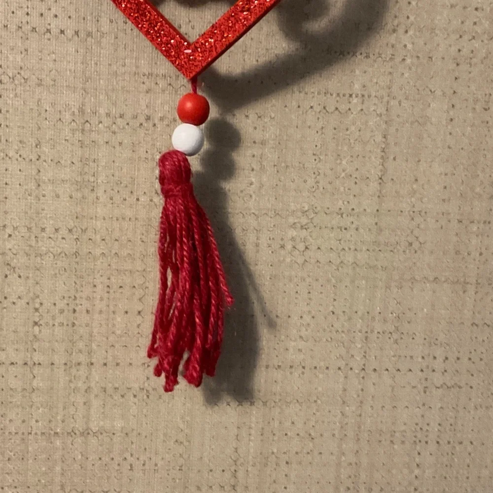 Glittery Red Heart Ornament with Tassel